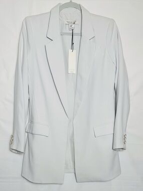 Rachel Zoe Women’s Pale Gray Open-Front Long Blazer, Medium.NWT